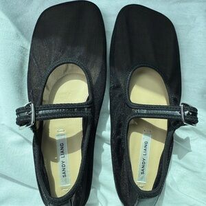 Sandy Liang Black Flats with Buckle Detail